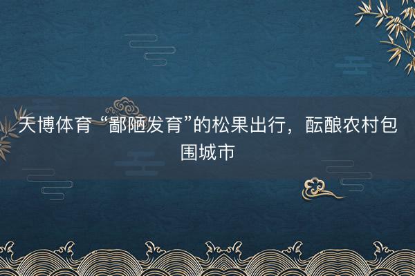 天博体育 “鄙陋发育”的松果出行,酝酿农村包围城市