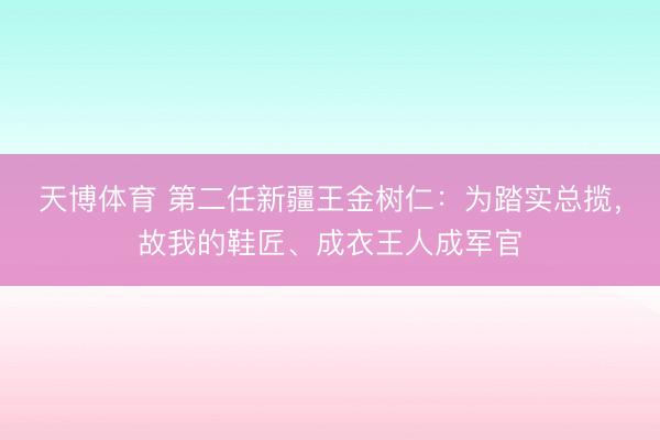 天博体育 第二任新疆王金树仁：为踏实总揽，故我的鞋匠、成衣王人成军官