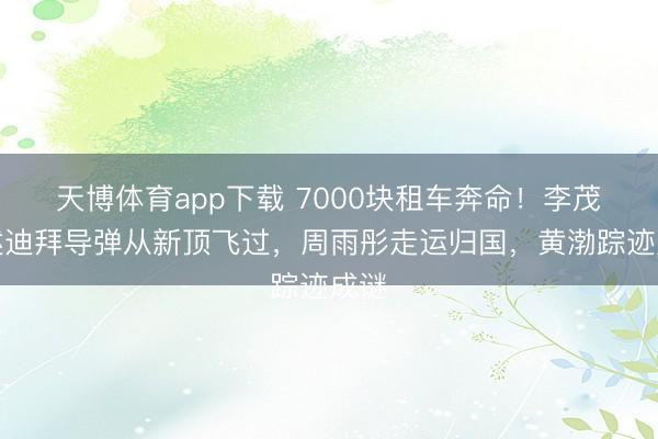 天博体育app下载 7000块租车奔命!李茂亲述迪拜导弹从新顶飞过,周雨彤走运归国,黄渤踪迹成谜