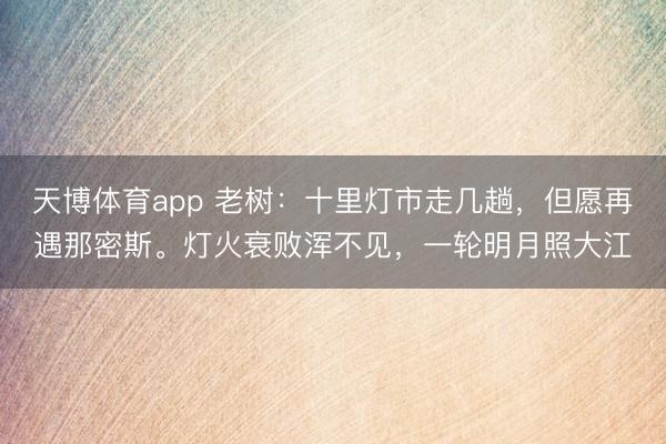 天博体育app 老树：十里灯市走几趟，但愿再遇那密斯。灯火衰败浑不见，一轮明月照大江