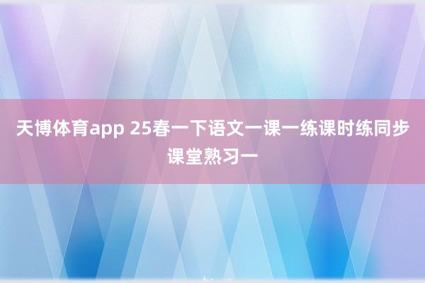天博体育app 25春一下语文一课一练课时练同步课堂熟习一
