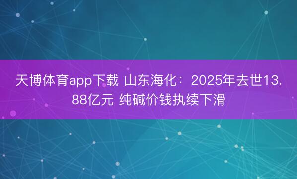 天博体育app下载 山东海化：2025年去世13.88亿元 纯碱价钱执续下滑