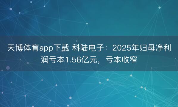 天博体育app下载 科陆电子：2025年归母净利润亏本1.56亿元，亏本收窄