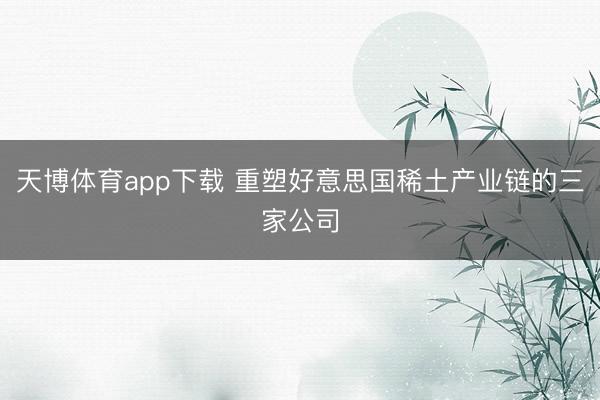 天博体育app下载 重塑好意思国稀土产业链的三家公司