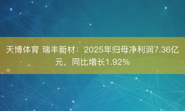 天博体育 瑞丰新材：2025年归母净利润7.36亿元，同比增长1.92%