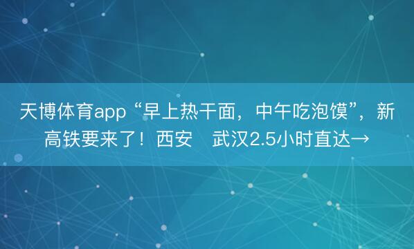 天博体育app “早上热干面，中午吃泡馍”，新高铁要来了！西安⇌武汉2.5小时直达→