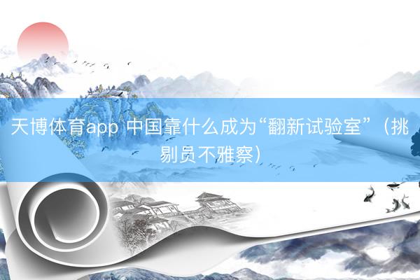 天博体育app 中国靠什么成为“翻新试验室”（挑剔员不雅察）