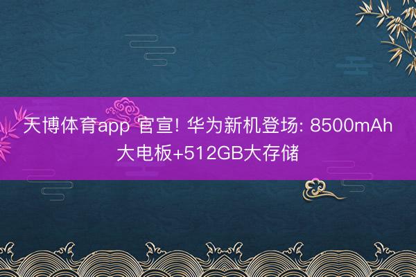 天博体育app 官宣! 华为新机登场: 8500mAh大电板+512GB大存储