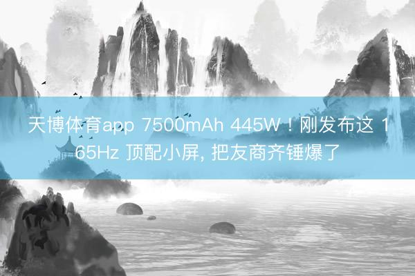 天博体育app 7500mAh 445W ! 刚发布这 165Hz 顶配小屏, 把友商齐锤爆了