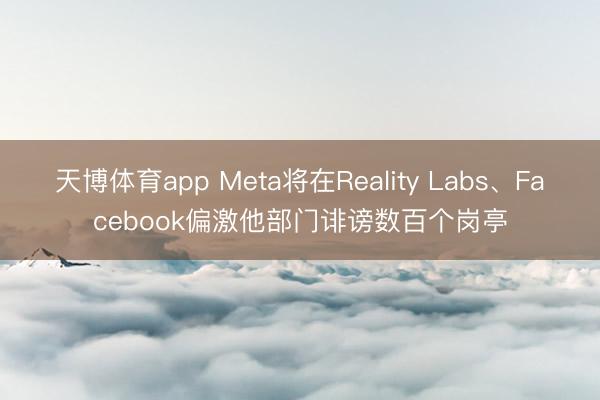 天博体育app Meta将在Reality Labs、Facebook偏激他部门诽谤数百个岗亭
