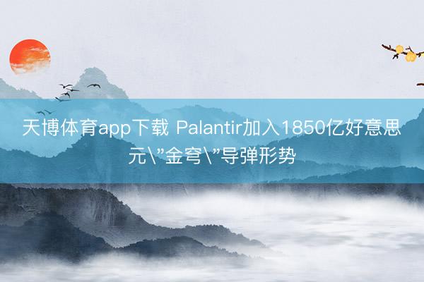 天博体育app下载 Palantir加入1850亿好意思元＂金穹＂导弹形势