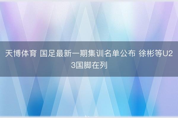 天博体育 国足最新一期集训名单公布 徐彬等U23国脚在列