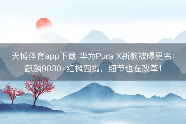 天博体育app下载 华为Pura X新款被曝更名：麒麟9030+红枫四摄，细节也在改革！