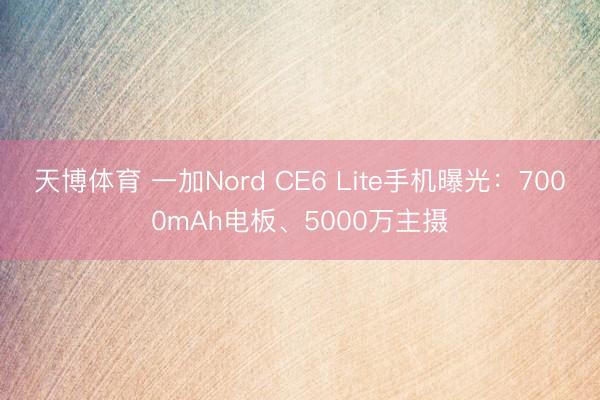 天博体育 一加Nord CE6 Lite手机曝光：7000mAh电板、5000万主摄