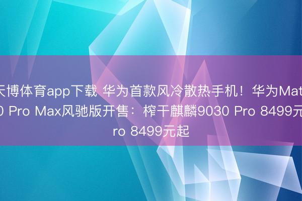 天博体育app下载 华为首款风冷散热手机！华为Mate 80 Pro Max风驰版开售：榨干麒麟9030 Pro 8499元起