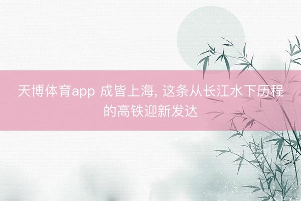 天博体育app 成皆上海, 这条从长江水下历程的高铁迎新发达