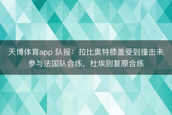 天博体育app 队报：拉比奥特膝盖受到撞击未参与法国队合练，杜埃则复原合练