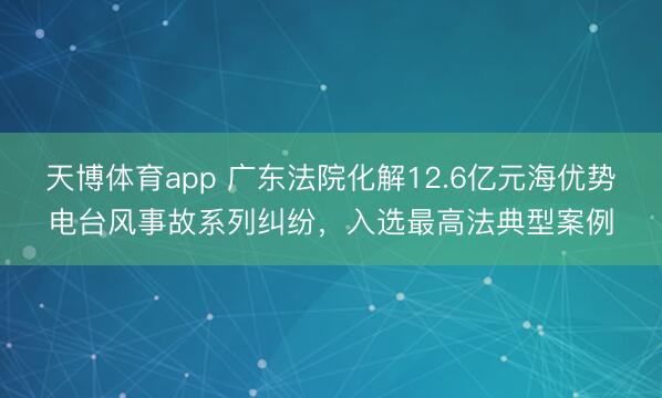 天博体育app 广东法院化解12.6亿元海优势电台风事故系列纠纷,入选最高法典型案例