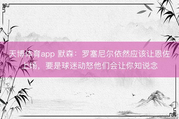 天博体育app 默森:罗塞尼尔依然应该让恩佐上场,要是球迷动怒他们会让你知说念