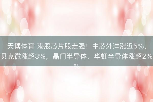 天博体育 港股芯片股走强!中芯外洋涨近5%,贝克微涨超3%,晶门半导体、华虹半导体涨超2%