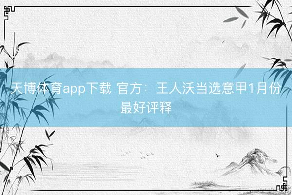 天博体育app下载 官方:王人沃当选意甲1月份最好评释