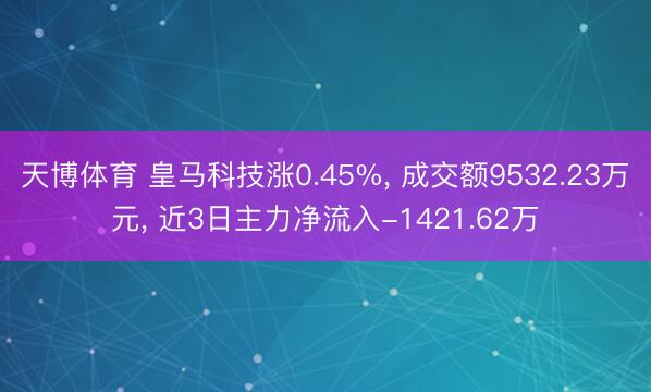 天博体育 皇马科技涨0.45%， 成交额9532.23万元， 近3日主力净流入-1421.62万