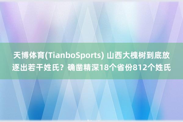 天博体育(TianboSports) 山西大槐树到底放逐出若干姓氏？确凿精深18个省份812个姓氏