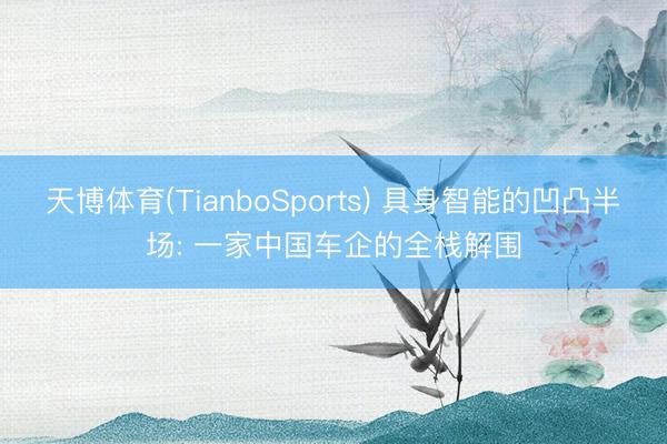 天博体育(TianboSports) 具身智能的凹凸半场: 一家中国车企的全栈解围