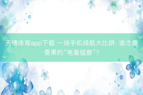 天博体育app下载 一场手机续航大比拼: 谁才是委果的“电量猛兽”?