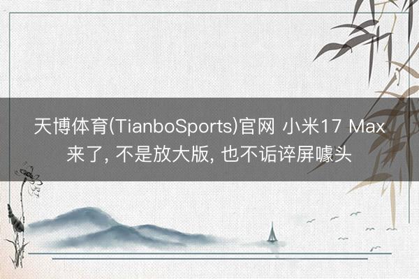 天博体育(TianboSports)官网 小米17 Max来了， 不是放大版， 也不诟谇屏噱头