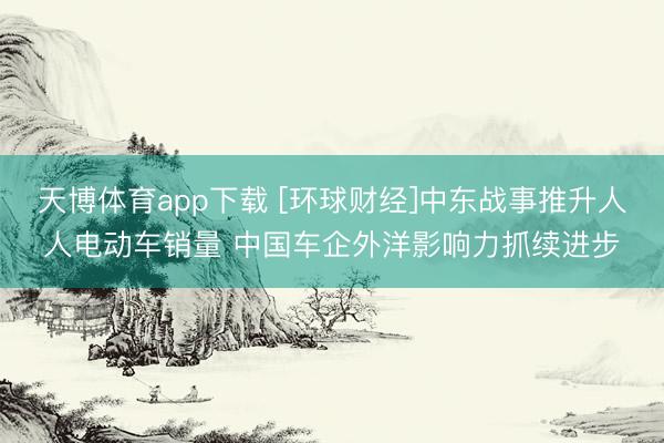 天博体育app下载 [环球财经]中东战事推升人人电动车销量 中国车企外洋影响力抓续进步
