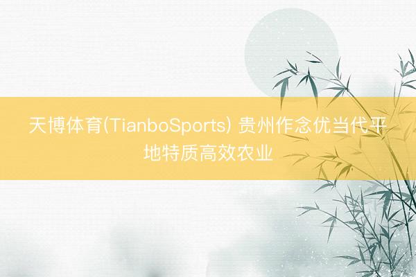 天博体育(TianboSports) 贵州作念优当代平地特质高效农业